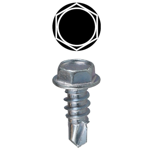 Dottie Self-Drilling Screw, #8-18 x 3/4 in, Zinc Plated Steel Flange Hex Head External Hex Drive, 100 PK TEKHW834 - main